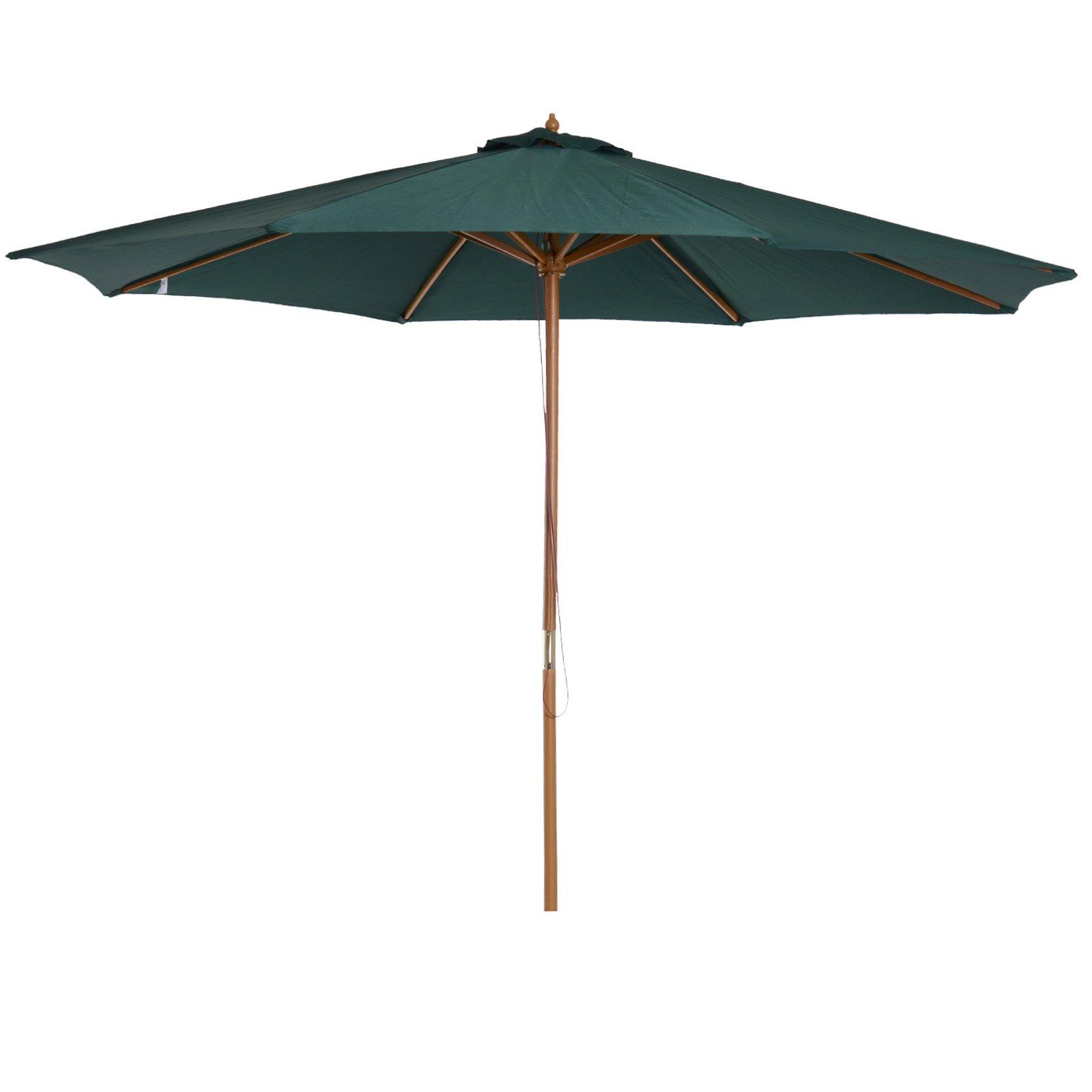 Wooden Garden Parasol with Rope Pulley Mechanism and 8 Ribs